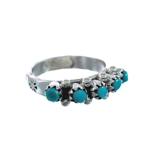 Genuine Sterling Silver Zuni Turquoise Ring Size 6-1/4 AX128297